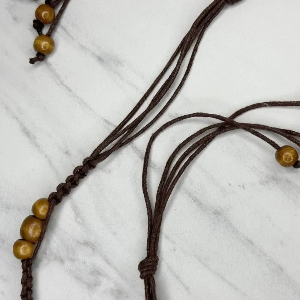 Wood Beaded Swirled Disc Tie Belt Large (L) ✨